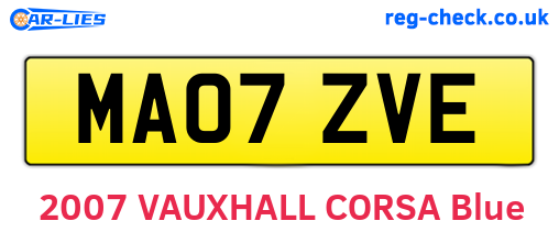 MA07ZVE are the vehicle registration plates.