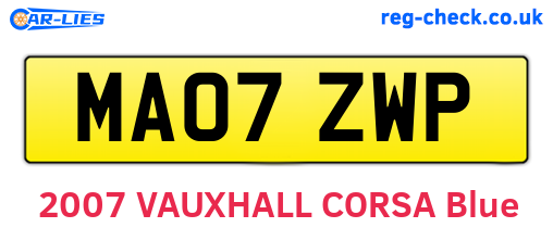 MA07ZWP are the vehicle registration plates.