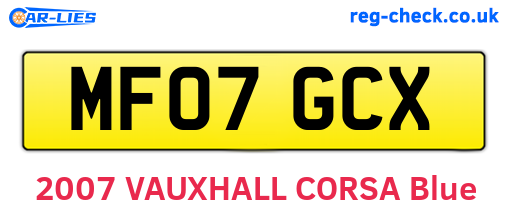 MF07GCX are the vehicle registration plates.