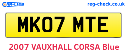 MK07MTE are the vehicle registration plates.