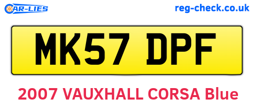 MK57DPF are the vehicle registration plates.