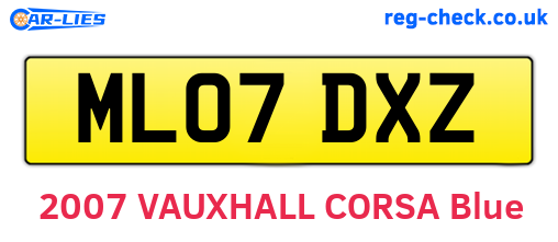 ML07DXZ are the vehicle registration plates.