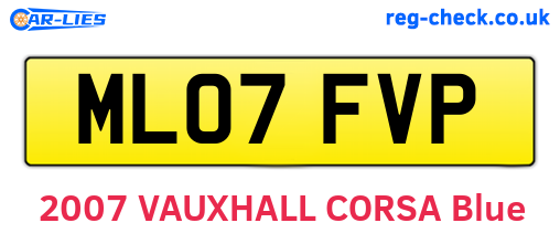 ML07FVP are the vehicle registration plates.