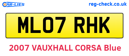 ML07RHK are the vehicle registration plates.