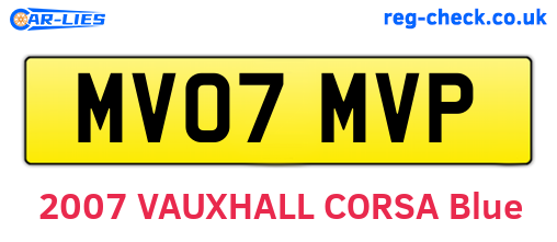 MV07MVP are the vehicle registration plates.