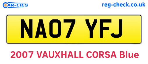 NA07YFJ are the vehicle registration plates.