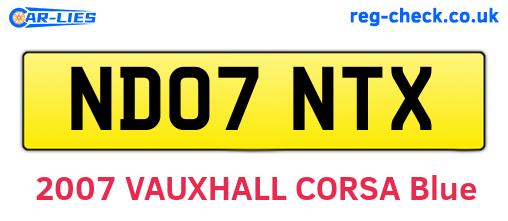 ND07NTX are the vehicle registration plates.