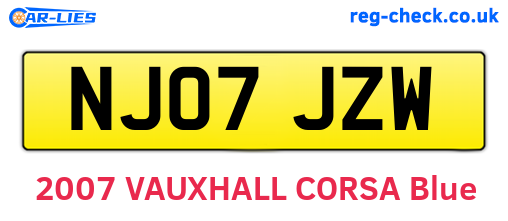 NJ07JZW are the vehicle registration plates.