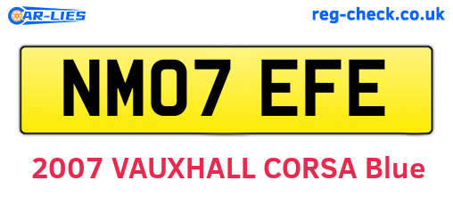 NM07EFE are the vehicle registration plates.