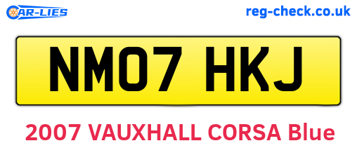NM07HKJ are the vehicle registration plates.