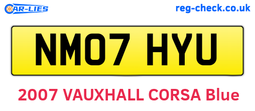 NM07HYU are the vehicle registration plates.
