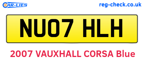 NU07HLH are the vehicle registration plates.