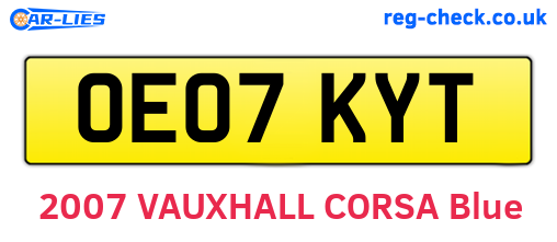 OE07KYT are the vehicle registration plates.