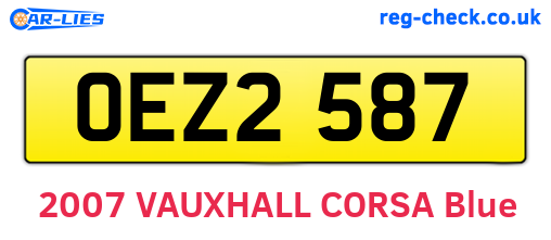 OEZ2587 are the vehicle registration plates.