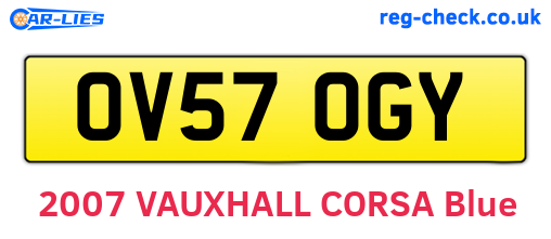 OV57OGY are the vehicle registration plates.