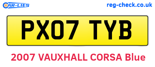 PX07TYB are the vehicle registration plates.