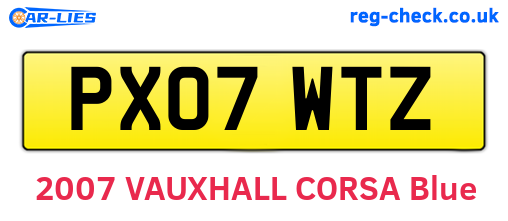 PX07WTZ are the vehicle registration plates.