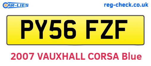 PY56FZF are the vehicle registration plates.