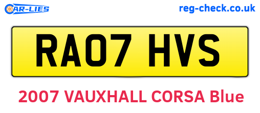 RA07HVS are the vehicle registration plates.