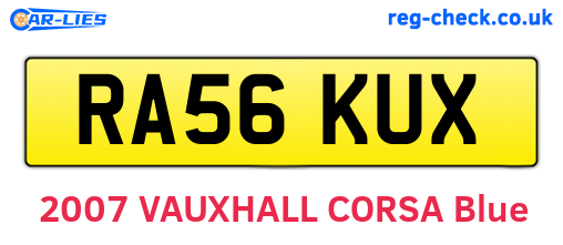 RA56KUX are the vehicle registration plates.