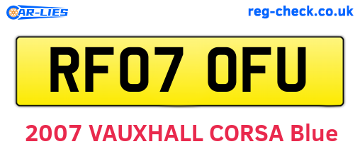 RF07OFU are the vehicle registration plates.