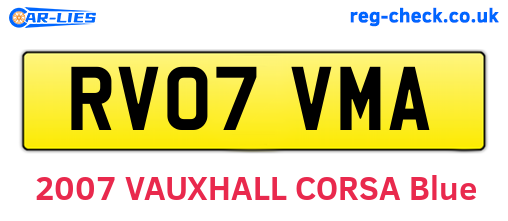 RV07VMA are the vehicle registration plates.