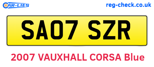 SA07SZR are the vehicle registration plates.