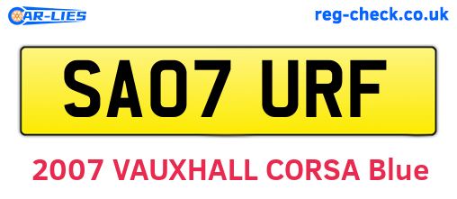 SA07URF are the vehicle registration plates.