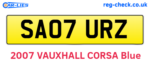 SA07URZ are the vehicle registration plates.