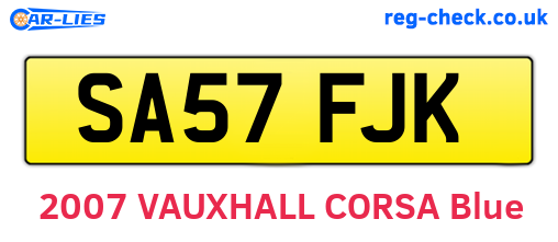 SA57FJK are the vehicle registration plates.