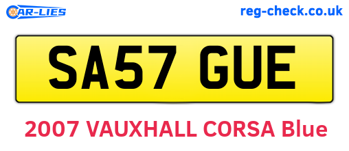 SA57GUE are the vehicle registration plates.