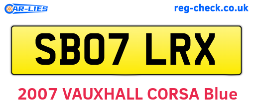 SB07LRX are the vehicle registration plates.