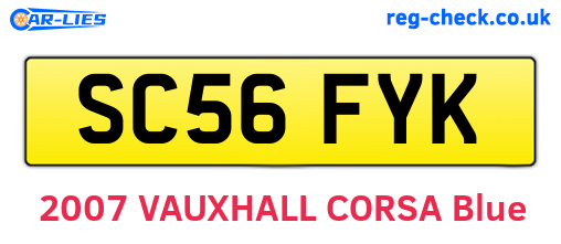 SC56FYK are the vehicle registration plates.