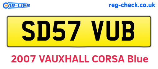 SD57VUB are the vehicle registration plates.