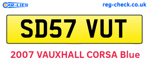 SD57VUT are the vehicle registration plates.