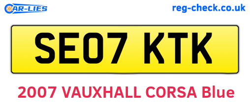 SE07KTK are the vehicle registration plates.