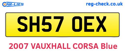 SH57OEX are the vehicle registration plates.