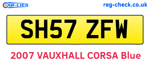 SH57ZFW are the vehicle registration plates.
