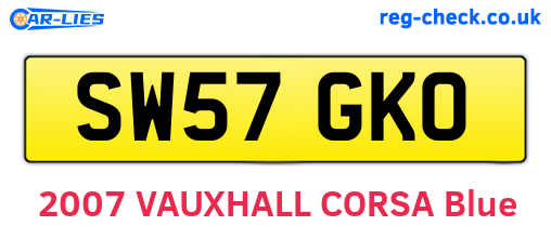 SW57GKO are the vehicle registration plates.