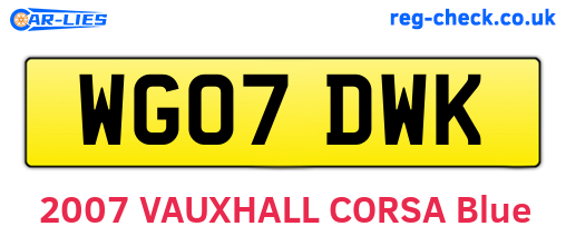 WG07DWK are the vehicle registration plates.