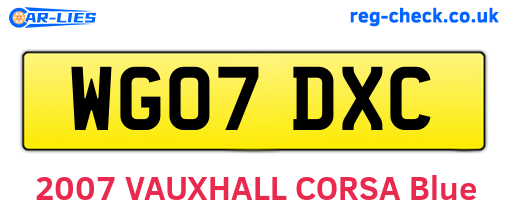WG07DXC are the vehicle registration plates.