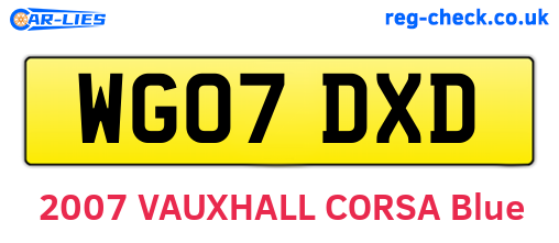 WG07DXD are the vehicle registration plates.