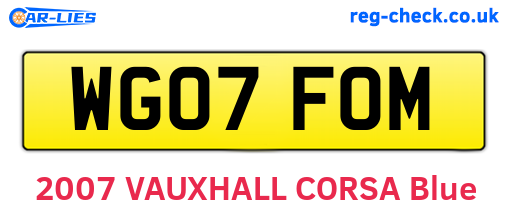 WG07FOM are the vehicle registration plates.