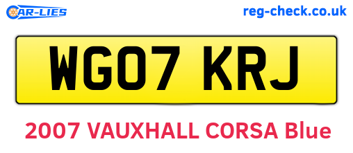 WG07KRJ are the vehicle registration plates.