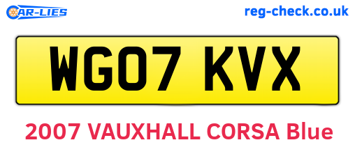 WG07KVX are the vehicle registration plates.