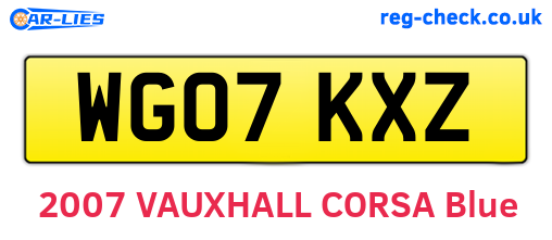 WG07KXZ are the vehicle registration plates.