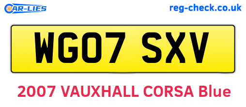 WG07SXV are the vehicle registration plates.