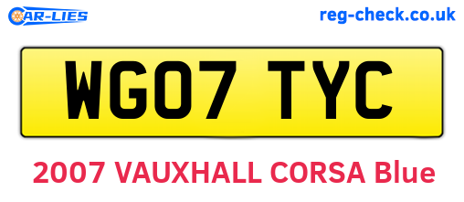 WG07TYC are the vehicle registration plates.