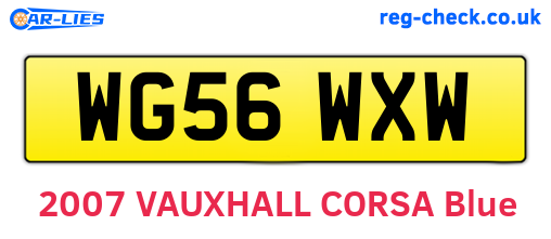 WG56WXW are the vehicle registration plates.
