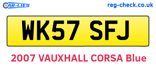 WK57SFJ are the vehicle registration plates.